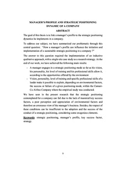 Profil du dirigeant et dynamique de positionnement stratégique
