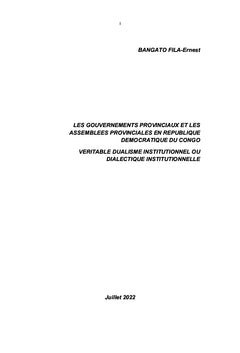 Les gouvernements provinciaux et les assemblées provinciales