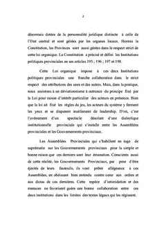 Les gouvernements provinciaux et les assemblées provinciales