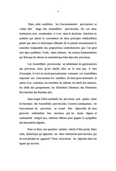 Les gouvernements provinciaux et les assemblées provinciales