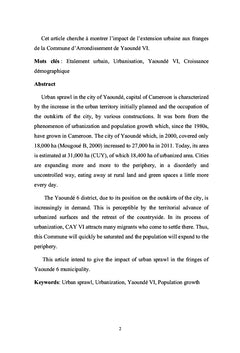 Extension urbaine dans la ville de Yaoundé (Cameroun)
