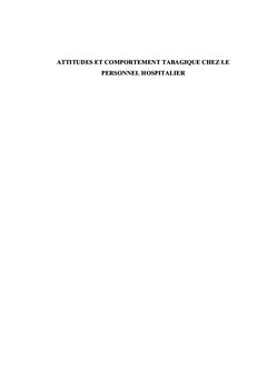 Attitudes et Comportement Tabagique chez le Personnel Hospitalier