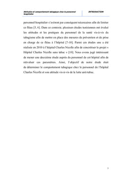 Attitudes et Comportement Tabagique chez le Personnel Hospitalier