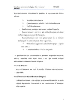 Attitudes et Comportement Tabagique chez le Personnel Hospitalier