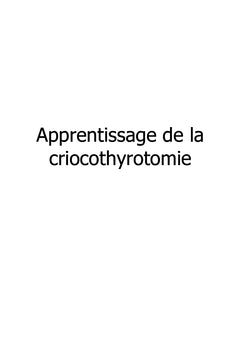 Apprentissage de la cricothyrotomie