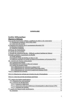 Mécanismes de résistance enzymatique et membranaire au traitement UV