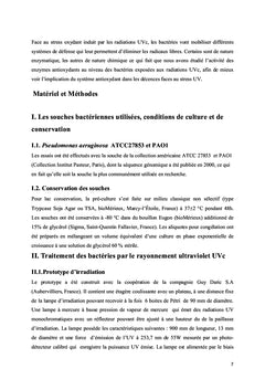 Mécanismes de résistance enzymatique et membranaire au traitement UV