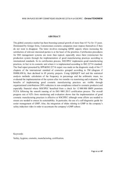 Mise en place des BPF cosmétiques selon la norme ISO 22716