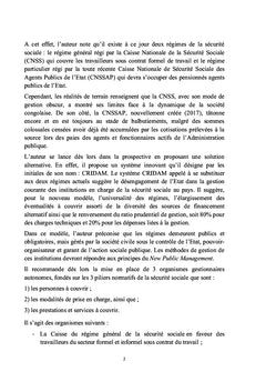 Reforme de la Sécurité Sociale en RD Congo