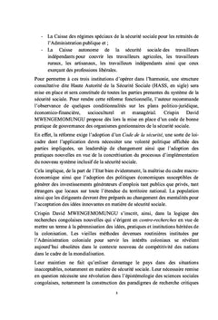 Reforme de la Sécurité Sociale en RD Congo