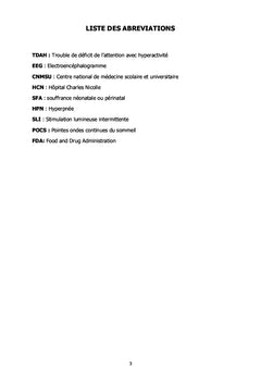 ETUDE ÉPIDÉMIOLOGIQUE ET CLINIQUE DE L'EPILEPSIE AU COURS DU TDHA