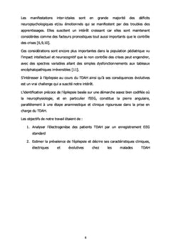ETUDE ÉPIDÉMIOLOGIQUE ET CLINIQUE DE L'EPILEPSIE AU COURS DU TDHA