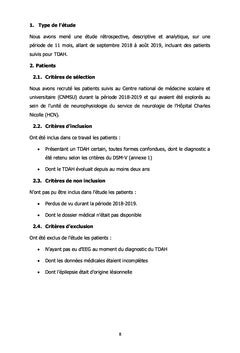 ETUDE ÉPIDÉMIOLOGIQUE ET CLINIQUE DE L'EPILEPSIE AU COURS DU TDHA