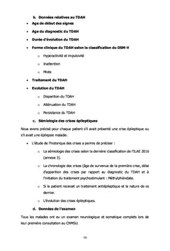 ETUDE ÉPIDÉMIOLOGIQUE ET CLINIQUE DE L'EPILEPSIE AU COURS DU TDHA