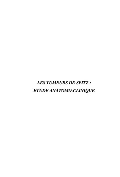 Les Tumeurs de Spitz