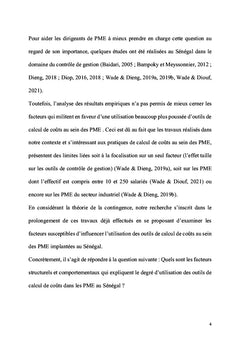 La contingence de l'adoption des outils de coûts dans les PME