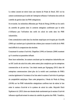 La contingence de l'adoption des outils de coûts dans les PME