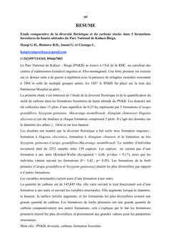Étude comparative de la diversité floristique et du carbone stocke