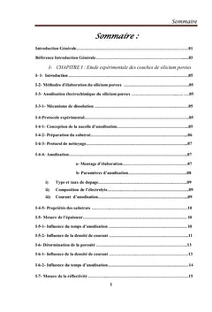 Le silicium poreux : élaboration et caractérisation