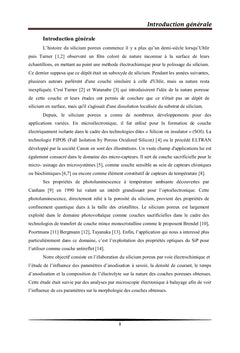 Le silicium poreux : élaboration et caractérisation