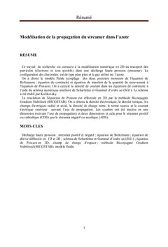 Modélisation de la propagation du streamer dans l'azote