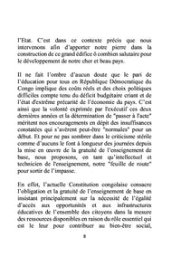 Réussir le pari de la gratuité de l'enseignement en RDC