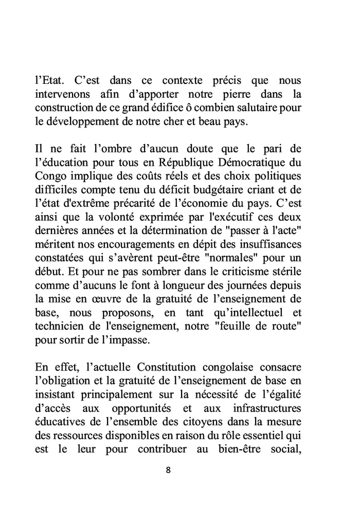 Réussir le pari de la gratuité de l'enseignement en RDC