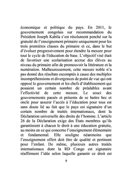 Réussir le pari de la gratuité de l'enseignement en RDC