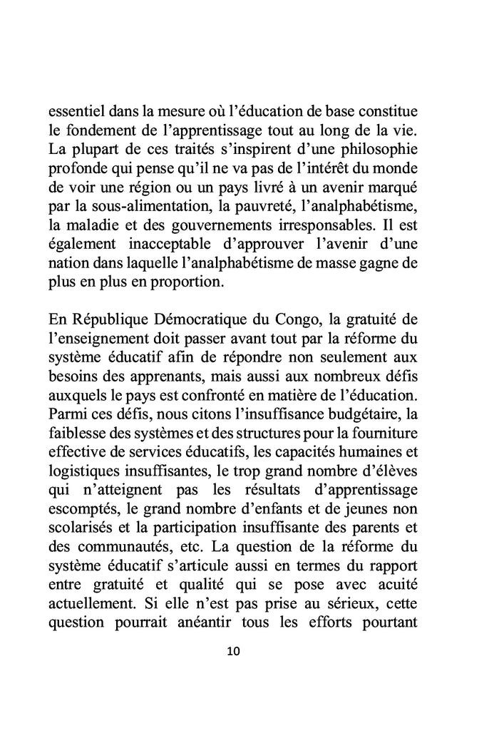 Réussir le pari de la gratuité de l'enseignement en RDC