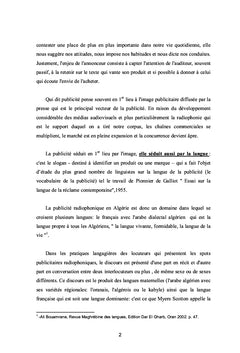 Contact de langues dans le message publicitaire radiophonique algérien