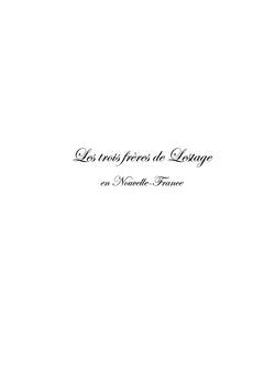 Les trois frères de Lestage en Nouvelle-France
