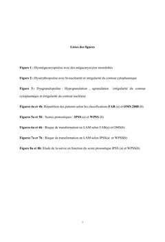 Classifications et pronostic des syndromes myélodysplasiques