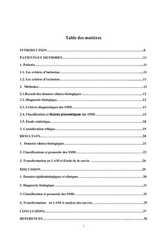 Classifications et pronostic des syndromes myélodysplasiques