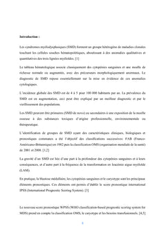 Classifications et pronostic des syndromes myélodysplasiques