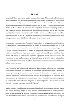 Droits de l'homme et souveraineté de l'Etat en Afrique