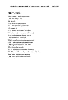 SURDITE NEONATALE NEUROSENSORIELLE: DU DIAGNOSTIC A LA REHABILITATION