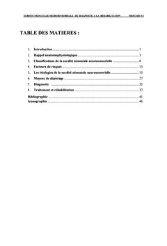 SURDITE NEONATALE NEUROSENSORIELLE: DU DIAGNOSTIC A LA REHABILITATION