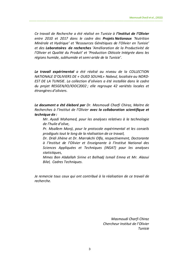 Étude des Performances Variétales chez l'Olivier en Tunisie