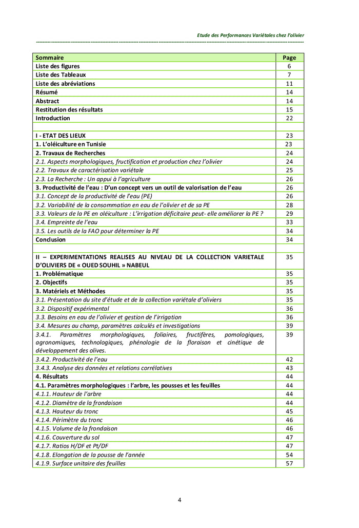 Étude des Performances Variétales chez l'Olivier en Tunisie