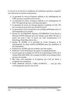Mammographie et difficultés diagnostiques des affections mammaires