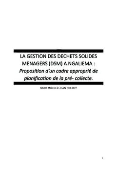 La gestion des déchets solides ménagers (DSM) à Ngaliema