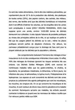 La gestion des déchets solides ménagers (DSM) à Ngaliema