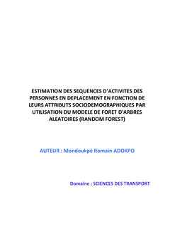 Utilisation du Modèle de Forêt d'Arbres Aléatoires (Random Forest)