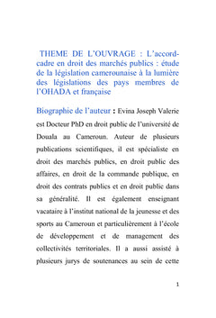 L'accord-cadre en droit des marchés publics :