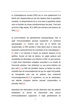 Infection à cytomégalovirus chez les immunocompétents de réanimation