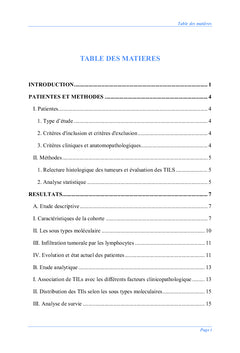 L'Infiltrat lymphocytaire tumoral (TILs):