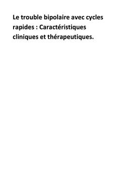 Le trouble bipolaire avec cycles rapides