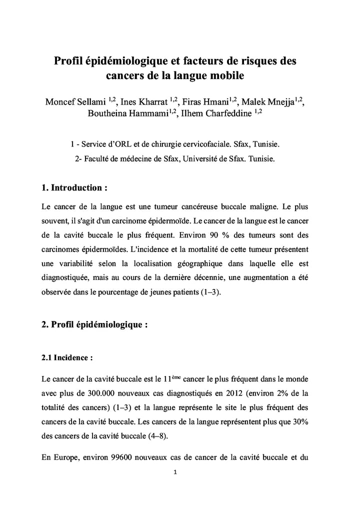 Le cancer de la langue mobile