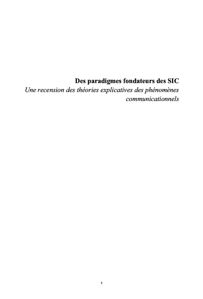 Des paradigmes fondateurs des SIC