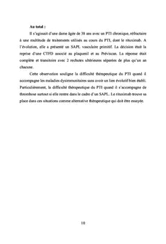 RITUXIMAB AU COURS DE LA THROMBOPENIE IMMUNOLOGIQUE PRIMITIVE